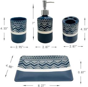 img 2 attached to 🛁 SUNBRIGHT Bathroom Accessories Complete Set: Soap Dispenser, Toothbrush Holder, Tumbler, Towel Tray - Organize Your Countertop Vanity!