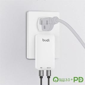 img 1 attached to 🔌 Быстрое зарядное устройство BUDI USB C 20W с двумя портами PD USB C/QC 3.0 для стены, компактный складной штекер, портативный адаптер для путешествий для iPhone 12/Mini/Pro Max, iPad Pro, AirPods Pro, Galaxy и др.