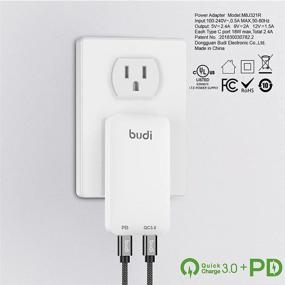 img 2 attached to 🔌 Быстрое зарядное устройство BUDI USB C 20W с двумя портами PD USB C/QC 3.0 для стены, компактный складной штекер, портативный адаптер для путешествий для iPhone 12/Mini/Pro Max, iPad Pro, AirPods Pro, Galaxy и др.