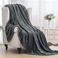 sophisticated se softexly striped fleece blankets: soft all-season warmth for home bed, sofa & dorm - grey, 50"x60 logo