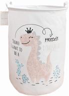 🦕 leeli collapsible canvas laundry hamper with handles - storage bin, kids room organizer, nursery storage, baby hamper, 19.7×15.7 (pink dinosaur) logo