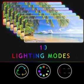 img 2 attached to 🔥 Enhance Gaming Experience with Large RGB Gaming Mouse Pad - Shore Palms Tropical Beach Design, 10 Lighting Modes, Non-Slip Rubber Base - 31.5 x 11.8 inch