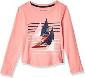 img 4 attached to 🌸 Яркая графика фламинго: футболка Nautica с коротким рукавом для детской одежды девочек