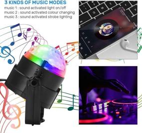 img 2 attached to 🎉 Sound Activated Disco Ball Party Lights with Remote Control - 7 Color Modes Strobe Light for Home Room Dance, Birthday, DJ, Bar, Karaoke, Xmas, Wedding