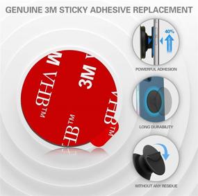 img 2 attached to 9 Pack Sticky Adhesive Replacement for Socket Mount Base - pop-tech VHB 3M Sticker Pads for Phone Collapsible Grip & Stand Back: 9pcs 35mm Double Sided Tapes & 4pcs Alcohol Prep Pads