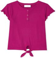 👚 girls' short sleeve ribbed tie front henley top from the children's place logo