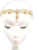 gonioa crystal bohemian hair accessories: head chain jewelry headband 💎 with pearl, women's head chains forehead chain rhinestone headpieces featuring drop pendant logo