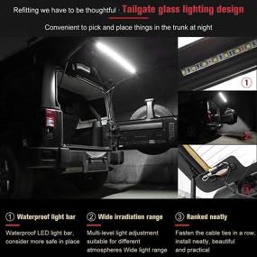 img 3 attached to RT-TCZ заднего стекла для подъема задней двери, светодиодная световая планка для Jeep Wrangler JK / JKU / JL / JLU (2007-2020) - идеально подходит для кемпинга, рыбалки и активного отдыха.