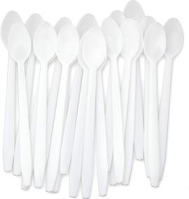 img 4 attached to High-Quality 8-inch White Sundae Spoons 50ct. Durable Disposable Plastic Utensils for Ice Cream, Milkshakes, Tea, and Floats. Top Choice Stirring Spoon for Exciting Cocktails and Tall Iced Beverages