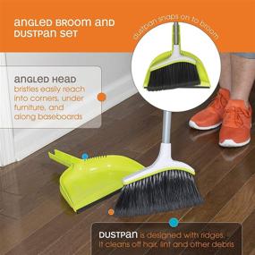 img 2 attached to Efficient Cleaning with Casabella Basics Angled Set - Silver/Green Broom and Dustpan Combo