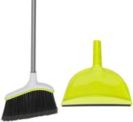 efficient cleaning with casabella basics angled set - silver/green broom and dustpan combo logo