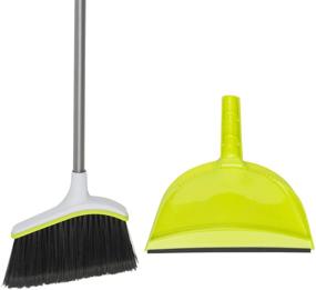 img 4 attached to Efficient Cleaning with Casabella Basics Angled Set - Silver/Green Broom and Dustpan Combo