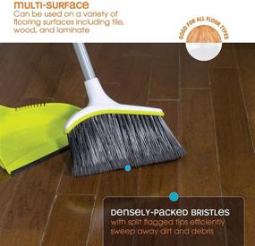 img 1 attached to Efficient Cleaning with Casabella Basics Angled Set - Silver/Green Broom and Dustpan Combo