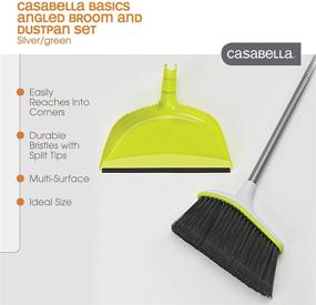 img 3 attached to Efficient Cleaning with Casabella Basics Angled Set - Silver/Green Broom and Dustpan Combo