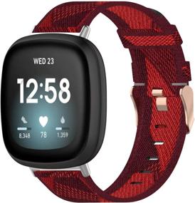 img 4 attached to 🌈 MAKACTUA Дышащие заменяемые ремешки из нейлона для Fitbit Versa 3 / Fitbit Sense - Универсальные браслеты для мужчин и женщин