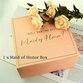 img 2 attached to 🎁 Bridesmaid Proposal Gift Boxes and Maid of Honor Gift Box Set - AOODOOM 8x8x4 Inch, Pink, Will You Be My Bridesmaid? Will You Be My Maid of Honor?