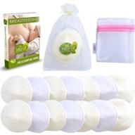 m&y organic bamboo nursing pads: 14 washable pads + 3 free bonuses, leak-proof and extra-soft breast pads, reusable, l size (4.7 in), white/beige logo