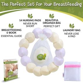 img 3 attached to M&Y Organic Bamboo Nursing Pads: 14 Washable Pads + 3 Free Bonuses, Leak-Proof and Extra-Soft Breast Pads, Reusable, L Size (4.7 in), White/Beige