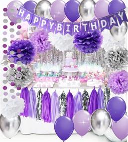 img 3 attached to 🎉 Vibrant Purple Birthday Party Decorations: Selena Inspired Pom Poms, Happy Birthday Banner, Latex Balloons, and Paper Garland