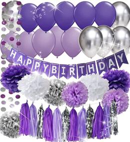 img 4 attached to 🎉 Vibrant Purple Birthday Party Decorations: Selena Inspired Pom Poms, Happy Birthday Banner, Latex Balloons, and Paper Garland