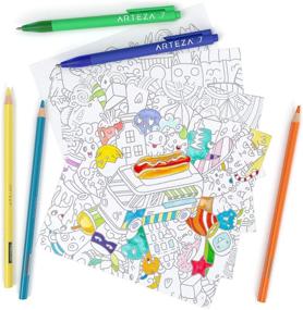 img 3 attached to 🎨 Arteza Coloring Book for Adults, Doodle Designs, 72 Sheets, 100 lb, 6.4x6.4 Inches, Art Supplies to Alleviate Anxiety, Relieve Stress & Promote Relaxation, Detachable Pages