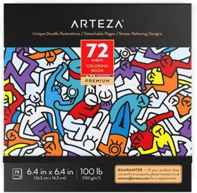 img 4 attached to 🎨 Arteza Coloring Book for Adults, Doodle Designs, 72 Sheets, 100 lb, 6.4x6.4 Inches, Art Supplies to Alleviate Anxiety, Relieve Stress & Promote Relaxation, Detachable Pages