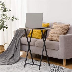 img 3 attached to 🍽️ Versatile HOOBRO Folding TV Tray Tables with Storage Rack - Set of 4, Ideal for Eating, Snacking, and Small Spaces