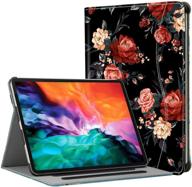 🌸 hepix ipad pro 12.9 case 2021 2020 2018 rose flower - pencil holder, black floral stand - protective cover for a2378 a2229 logo