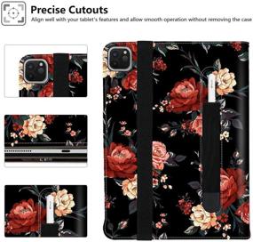 img 1 attached to 🌸 Hepix iPad Pro 12.9 Case 2021 2020 2018 Rose Flower - Pencil Holder, Black Floral Stand - Protective Cover for A2378 A2229