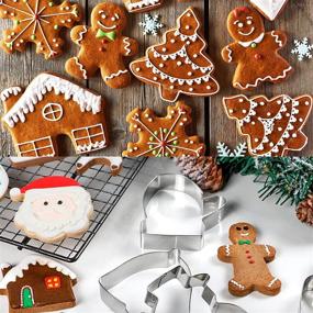 img 1 attached to 🍪 Набор форм для больших праздничных печенья - 6-штучный набор рождественских форм для печенья из нержавеющей стали - форма для печенья в форме Снеговика, Санта-Клауса, Рождественской елки, Северного оленя, Пряничного человечка, Снежинки
