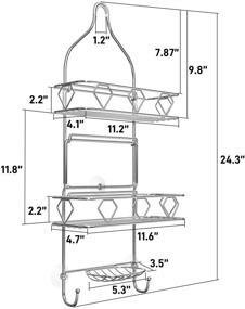 img 2 attached to 🚿 GeekDigg Обновленная ванная душевая головка органайзер - Трехъярусный, противоржавчий премиальный дизайн с присосками и крючками - Повесьте на душевые головки, Серебристый душевой органайзер