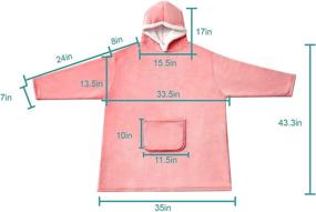 img 2 attached to 🧥 Hansleep Sherpa Wearable Blanket Oversized Sweatshirt with Hoodie, Cozy Flannel Fleece Throw Blanket Sweatshirt with Sleeves and Pocket, Universal Fit (Pink, Medium)