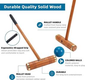 img 3 attached to Deluxe 35’’ Six Player Croquet Set - Pointyard [Annatto Retro Style] - Wooden Mallets & Colored Ball - Ideal for Adults, Teens, and Families - Perfect for Lawn, Backyard, and Park Games