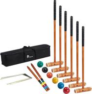 deluxe 35’’ six player croquet set - pointyard [annatto retro style] - wooden mallets & colored ball - ideal for adults, teens, and families - perfect for lawn, backyard, and park games логотип