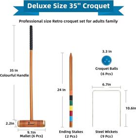 img 1 attached to Deluxe 35’’ Six Player Croquet Set - Pointyard [Annatto Retro Style] - Wooden Mallets & Colored Ball - Ideal for Adults, Teens, and Families - Perfect for Lawn, Backyard, and Park Games