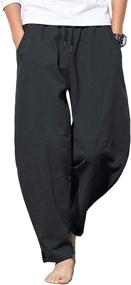 img 4 attached to AITFINEISM Lightweight Drawstring Elastic Trousers Men's Clothing for Sleep & Lounge