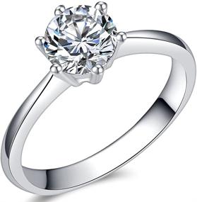 img 1 attached to 💍 1.0 Carat Classical Stainless Steel Solitaire Wedding Engagement Proposal Statement Ring - Sizes 3-13