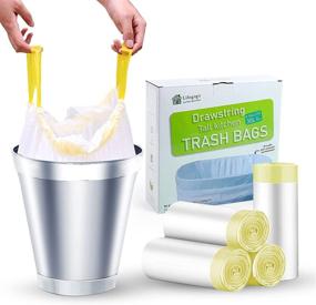 img 4 attached to 🗑️ Convenient 8 Gallon Medium Kitchen Drawstring Trash Bags - No Perforation for Bedroom, Kitchen, and Office Trash Cans (80 Count)