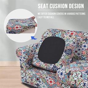 img 3 attached to HYHA Printed Couch Chair Cover - Floral Pattern Sofa Cover with Separate Cushion Cover, 2 Piece Stretch Armchair Slipcover Washable Furniture Protector (Armchair, Patchwork Moroccan) - Enhance your Online Visibility!