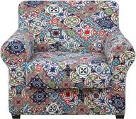 hyha printed couch chair cover - floral pattern sofa cover with separate cushion cover, 2 piece stretch armchair slipcover washable furniture protector (armchair, patchwork moroccan) - enhance your online visibility! logo