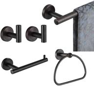 🚿 oil rubbed bronze bathroom hardware set, 5-piece bath accessories set with wall mount - includes 24-inch towel bar, 9-inch ht bar, toilet paper holder, 2x towel hooks - bas165-orb logo