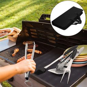 img 1 attached to 🔥 TENLEI BBQ Grill Tools Set - Premium Grilling Accessories for Perfect Grilling Experience: Extra Thick Stainless Steel Spatula, Tongs, Fork, Meat Knife, Brush & Skewers. Ideal Grilling Gift for Men & Women!