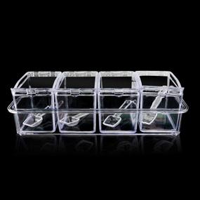 img 3 attached to 📦 Efficient Organizing with Faxco 4-Cell Clear Seasoning Rack Spice Box: Acrylic Storage Container with Cover and Spoon