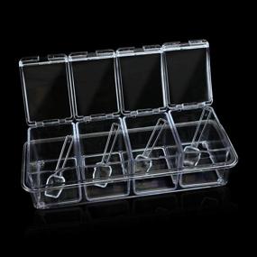 img 4 attached to 📦 Efficient Organizing with Faxco 4-Cell Clear Seasoning Rack Spice Box: Acrylic Storage Container with Cover and Spoon