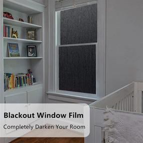 img 2 attached to 🌑 VELIMAX Total Blackout Window Film Silk Black - Enhance Privacy with Decorative Window Cover - 100% Room Darkening & Sun Blocking - Non Adhesive & Removable - Ideal for Daytime Sleep Nap - 17.7in x 6.5ft