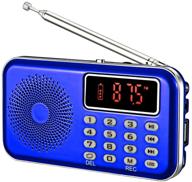 📻 ymdjl portable fm radio: mini digital radio player with speaker, sd/tf card & usb support - auto scan save, no am (blue) logo