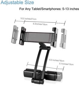 img 1 attached to 📱 360° Rotation Adjustable Backseat Tablet Holder for Any 5”-13" Car Headrest Mount