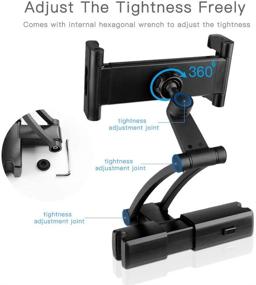 img 3 attached to 📱 360° Rotation Adjustable Backseat Tablet Holder for Any 5”-13" Car Headrest Mount