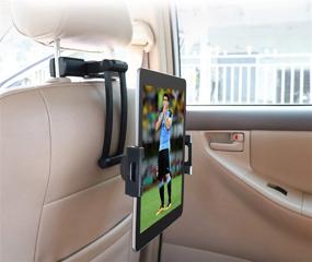 img 4 attached to 📱 360° Rotation Adjustable Backseat Tablet Holder for Any 5”-13" Car Headrest Mount