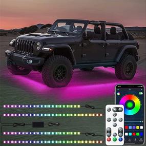 img 4 attached to 🚗 Набор световых подсветок RGB для автомобиля - беспроводное управление через приложение, 16 миллионов цветов, синхронизация с музыкой, ультра-длинные светодиодные неоновые акценты для нижней подсветки автомобилей, внедорожников, грузовиков - DC 12V
